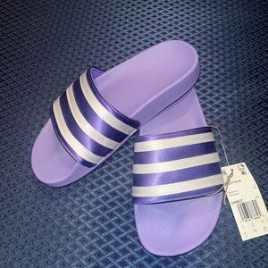 Adidas Women's Lavender and White‎ Slide Sandals